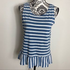 Jane & Delancey Striped Peplum Knot Back Tank M